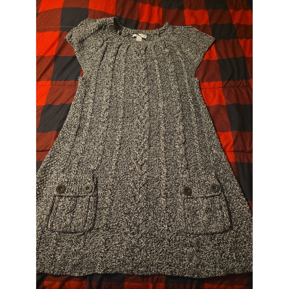 Style & Co. Ladies Black &  White Sweater Scooped Neck Short Dress Size XL